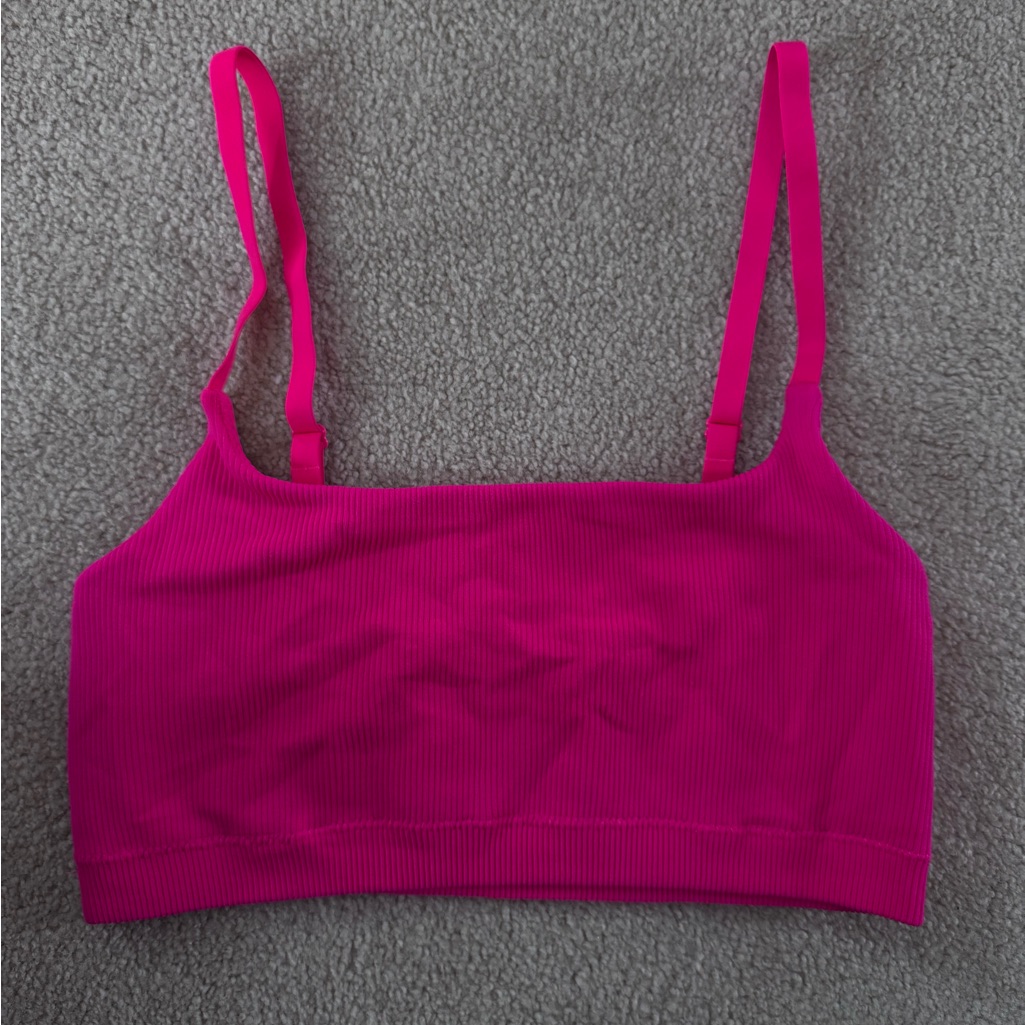 Aerie Hot Pink Ribbed Bralette Sports Bra (No Padding) Women’s Size Medium